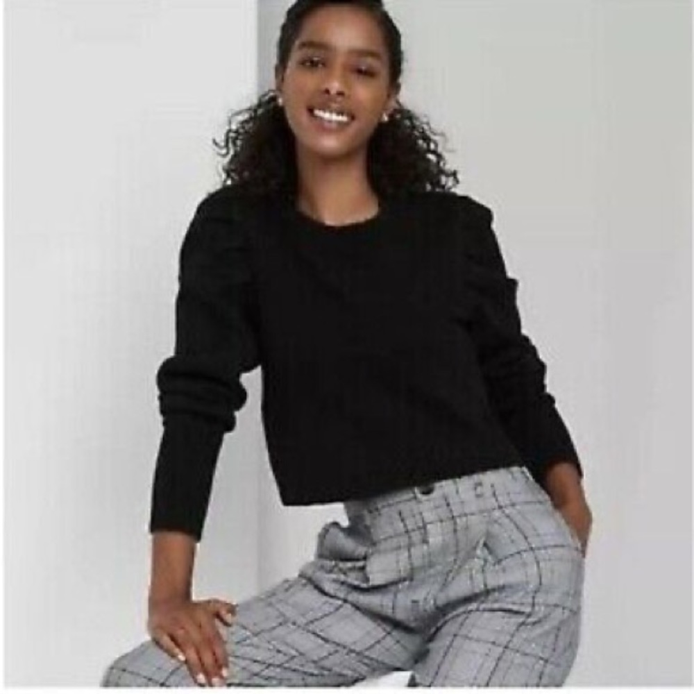 Wild Fable Women's Puff Sleeve Crop Pullover Sweater